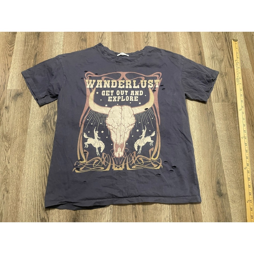 Love & Lazy Days Shirt, Women's Size XL, Gray, Wanderlust Get Out and Explore